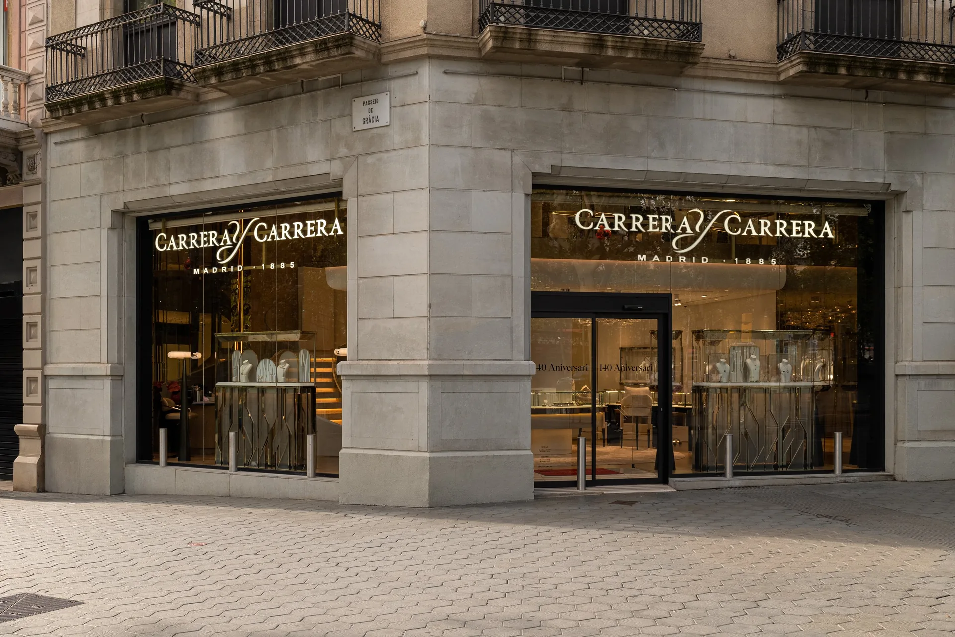 Fachada de la boutique de Carrera y Carrera en el Paseo de Gracia de Barcelona